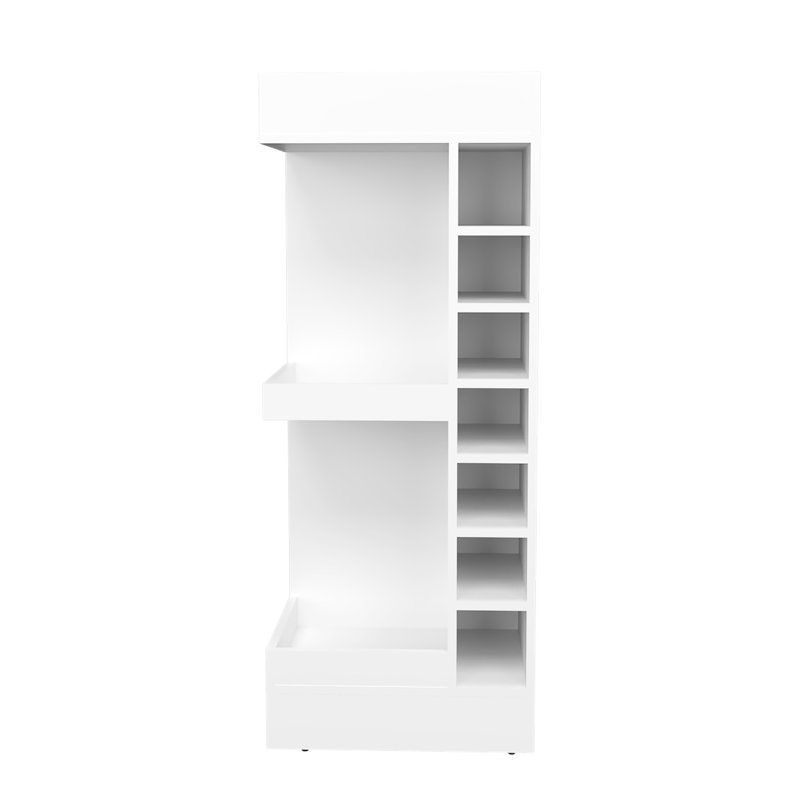 Armoire à liqueur blanche à 3 coins avec 14 bouteilles pour une chambre élégante, Blanc