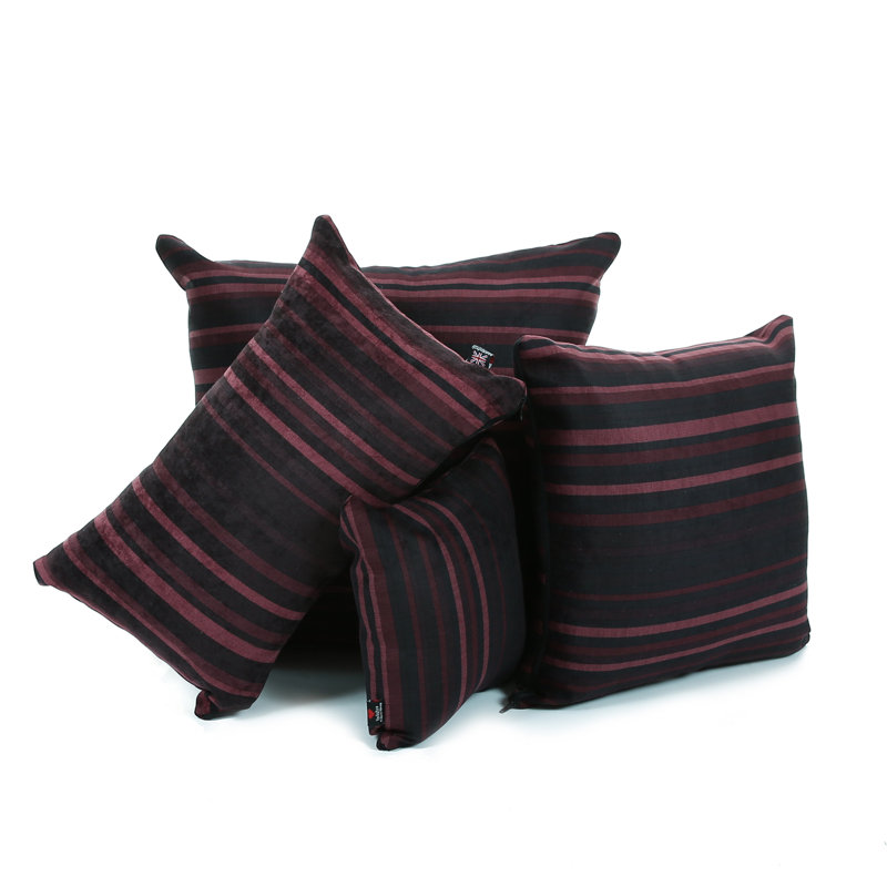 Alonzo Striped Square Throw Cushion, 28 x 28cm, Burgundy