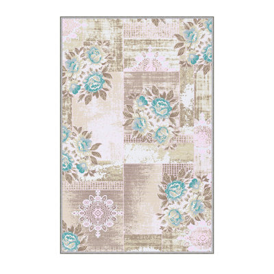 Premium Polyester Area Rug (5.2 x 7.5 ft), 100% Antibacterial, Non-Slip Underside, 0.3 in Pile Height | Machine Washable, 3D Digital Print, Durable Woven Carpet | Ideal for Living Room, Bedroom & Dining Spaces