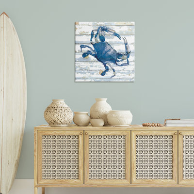  Crabe bleu sur toile patinée par Jessie Perry