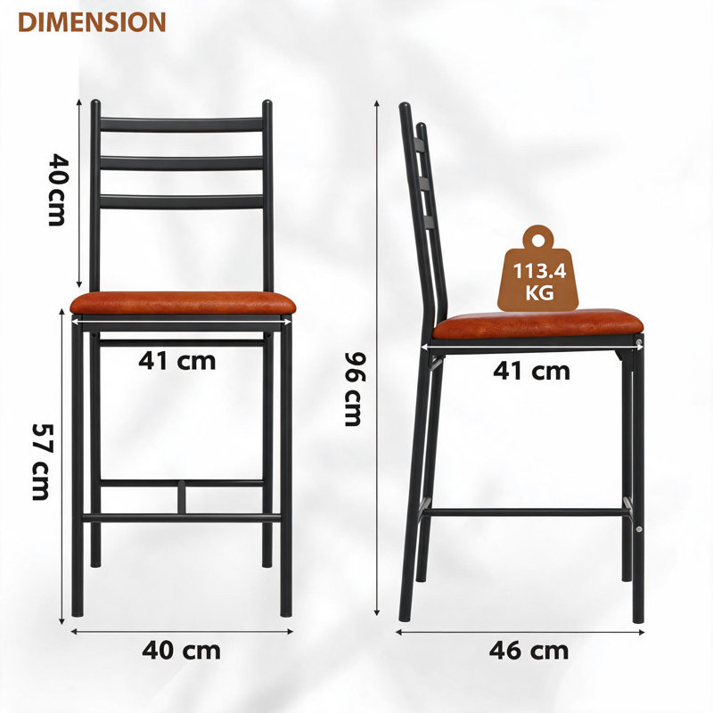 Set of 2 Bar Stools with Back – Thick Cushioned Upholstered Counter Height Chairs for Kitchen Islands and Apartments