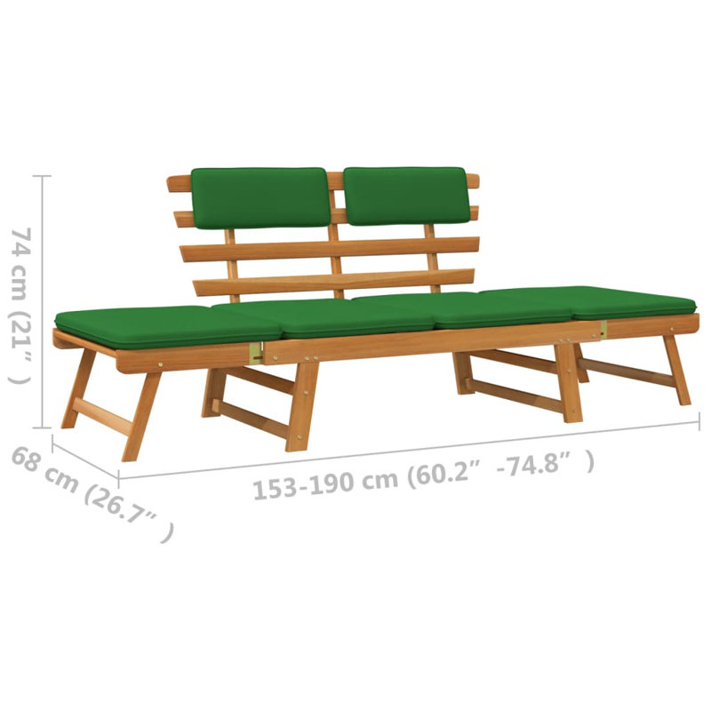 Banc de jardin en bois, Brun, Vert