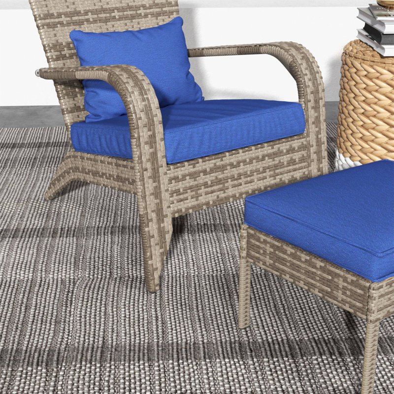 Chaise Adirondack pour patio en osier avec repose-pieds Outsunny