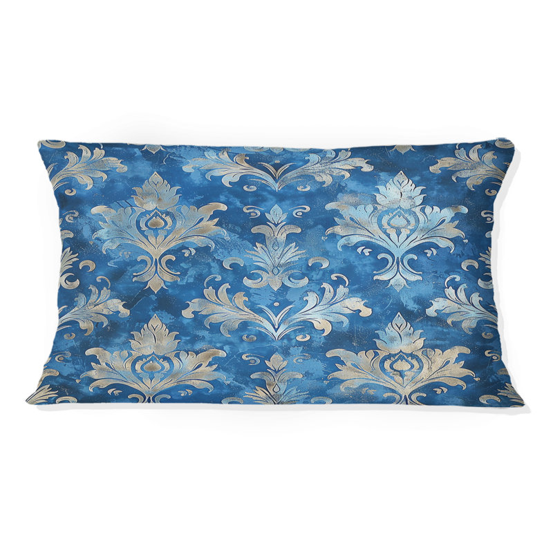 Coussin lombaire Glamour Damask - Glam, Bleu / doré