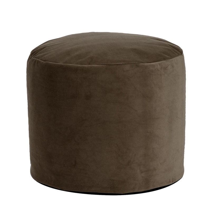 Upholstered Pouf, Bella Chocolate Performance Velvet