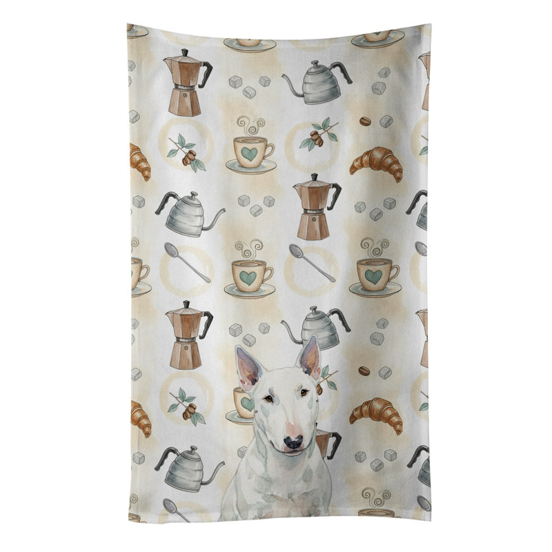 Serviette de cuisine Coffee Bar, Bull terrier blanc miniature