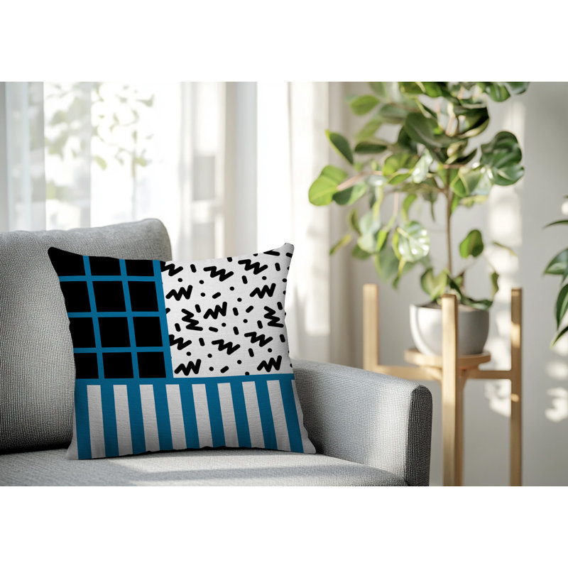 Oreiller carré réversible intérieur / extérieur Froza, Turquoise, Carré 16 po