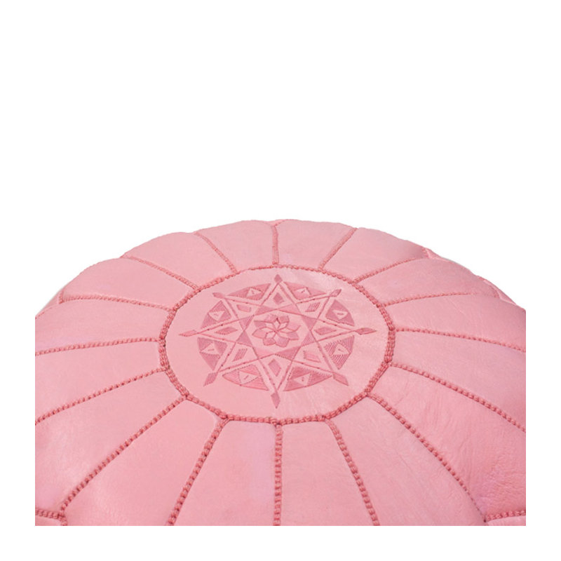 Pouf en cuir Jorden rose clair