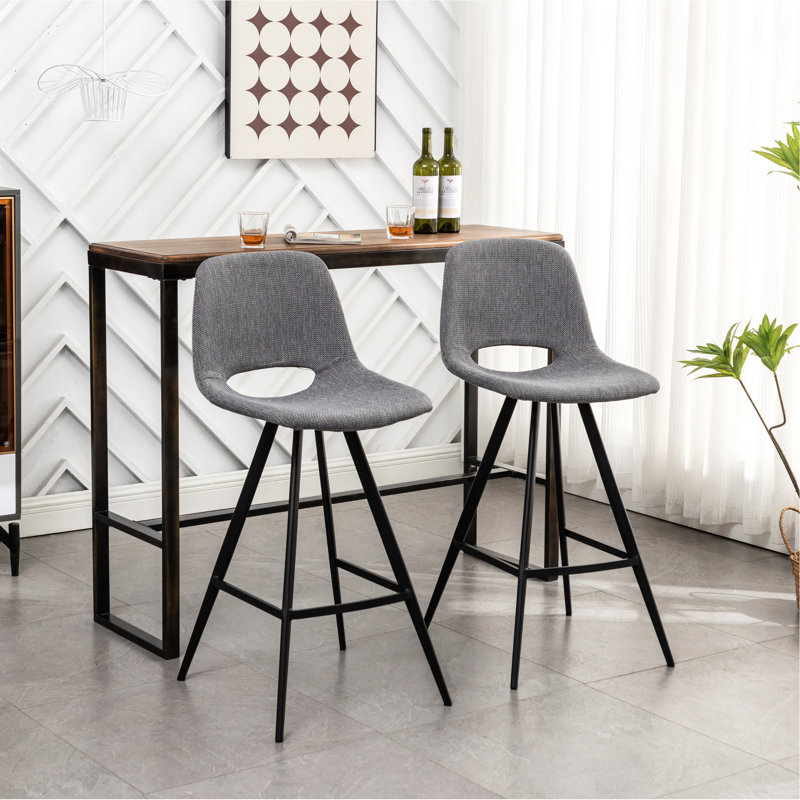 28,5 ", 2 tabourets à hauteur de comptoir gris, avec revêtement en mélange et repose-pieds en métal solide pour une assise confortable Tabourets gris 2, revêtement, détente