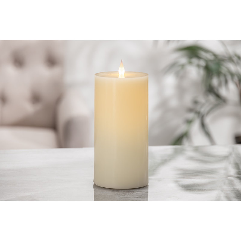 Flameless Wax Flat Top Pillar Candle, 4"x8"
