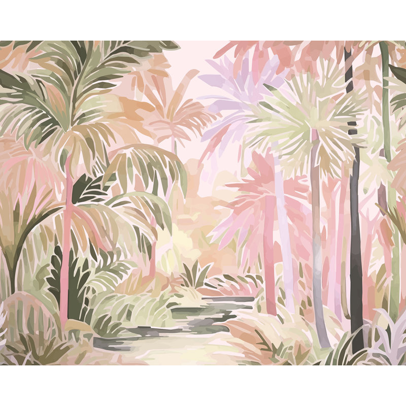 Adhésif mural Pretty Palms, Rose