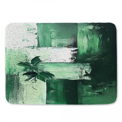 Tapis de bain vert peinture abstraite décor de salle de bain parisien