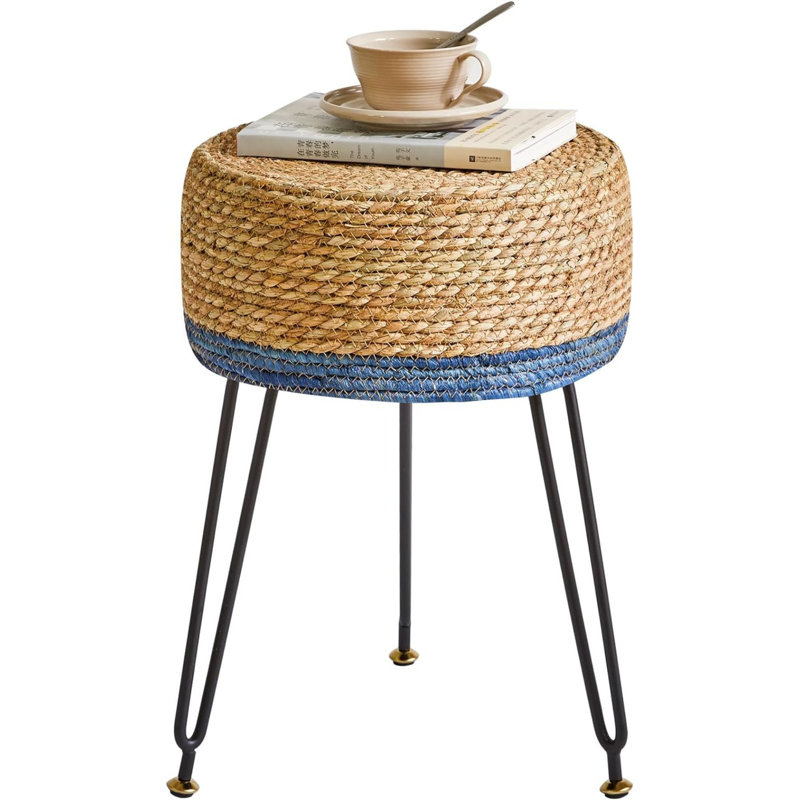 Nyell Metal Accent Stool, Brown/Blue