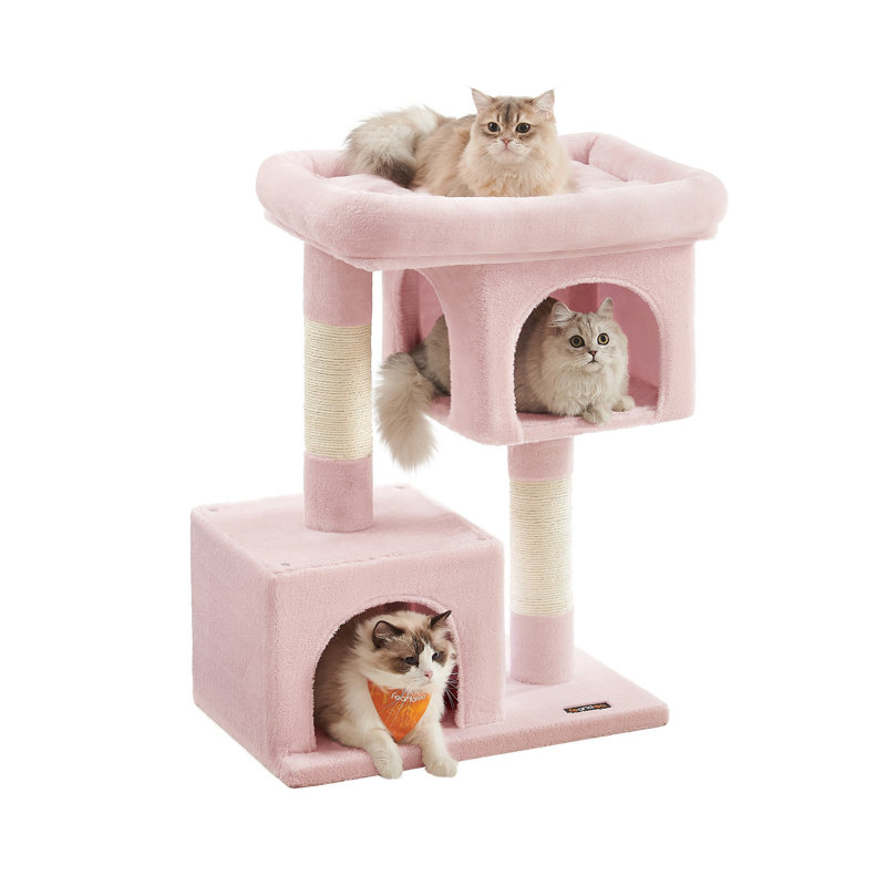 Jelly Pink Large Sisal Cat Tree with Dual Caves