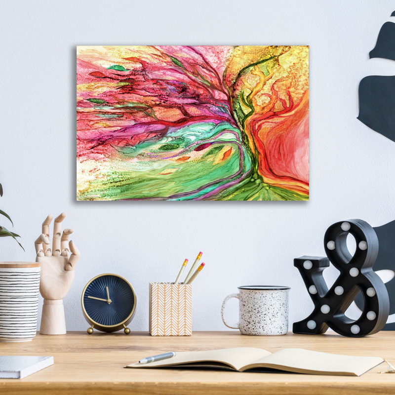 Art mural en verre Wrought Studio ™ «Rainbow Tree» par Carol Cavalaris, H 12 po x l 16 po x P 0,13 po