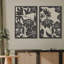 «Monochron floral botanique noir et blanc», 2 pièces sur toile-98464655-98464658