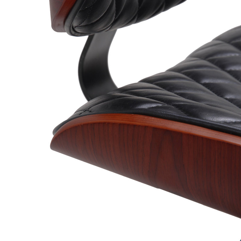 Kasse Faux Leather Mid-Century Office Chair, Black