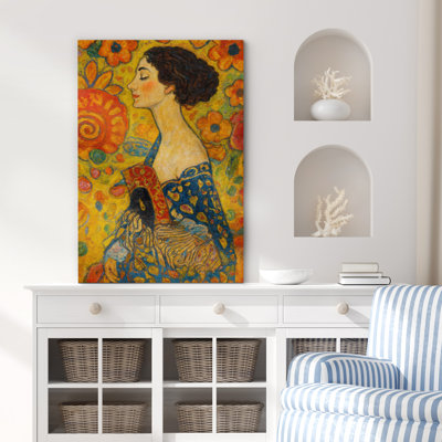 Woman with Floral Patterns Art - Pictures Framed Canvas Print Wall Art
