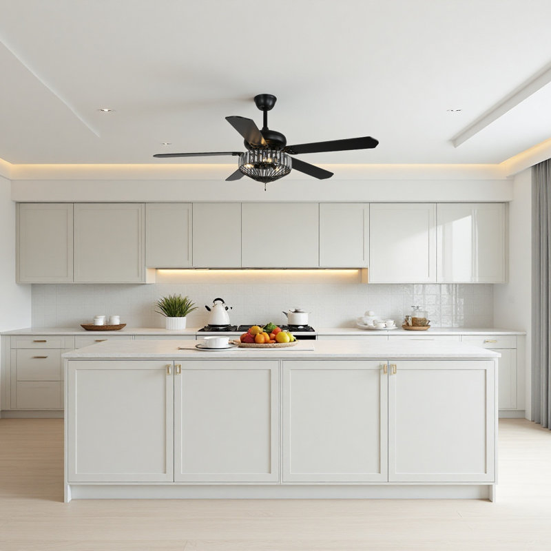 52" Crystal Chandelier Fan with Remote, 6-Speed Reversible DC Motor & Dual Downrods – Year-Round Comfort & Modern Style
