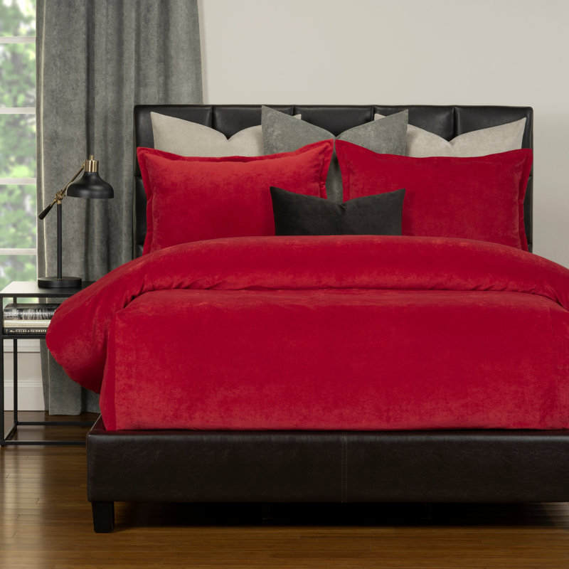 Mixology Velvet Bed Cap Comforter Set with Sewn Corners, King Comforter + 2 Bed Shams, French Pink