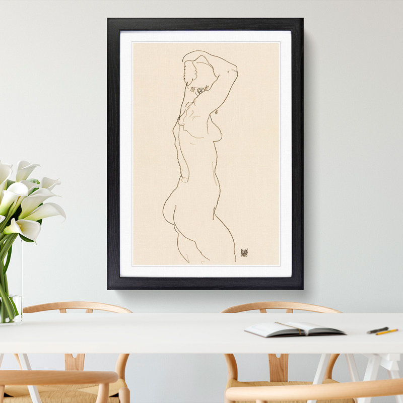 Study of a Naked Woman Vol.1 by Egon Schiele - Framed Print, 65cm H x 48cm W x 2cm D, Black Framed