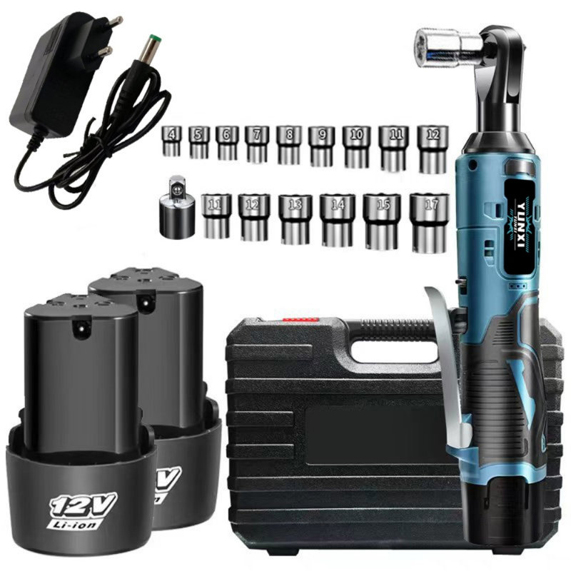21V 45N High Torque 3/8-inch Cordless Impact Wrench,attery Powered Electric Ratchet Wrench Set with Two 2.0Ah Batteries, Charger, Socket and toolbox