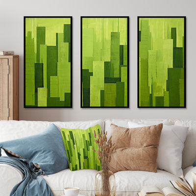 «Fern Facades Skyscraper Horizon I», ensemble de reproductions d'art mural gratte-ciel