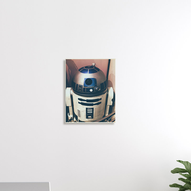 Iconic Retro Sci-Fi Space Robot bleu blanc, H 15 po x l 10 po, Plaque murale