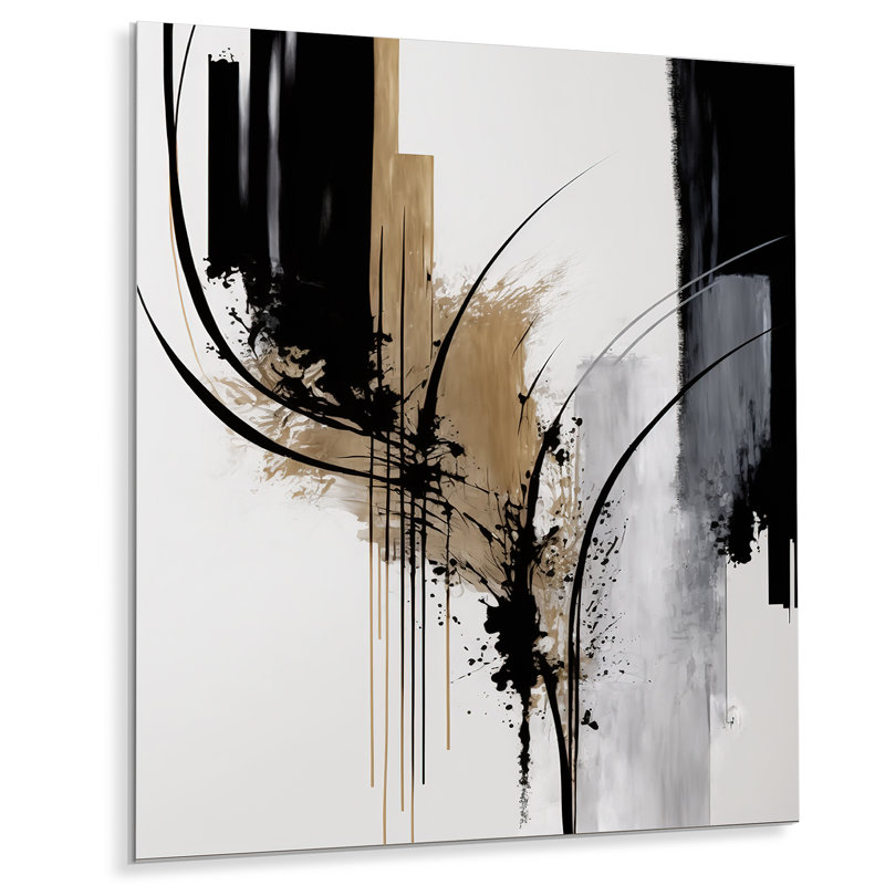 Loulou noir, blanc et or Expression II - impression sans cadre sur métal, H 40 po x l 30 po