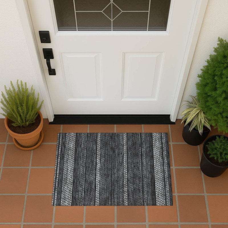 Tapis à rayures intérieur / extérieur lavable à la machine ACN2427, Rectangle 1 pi 8 po x 2 pi 6 po