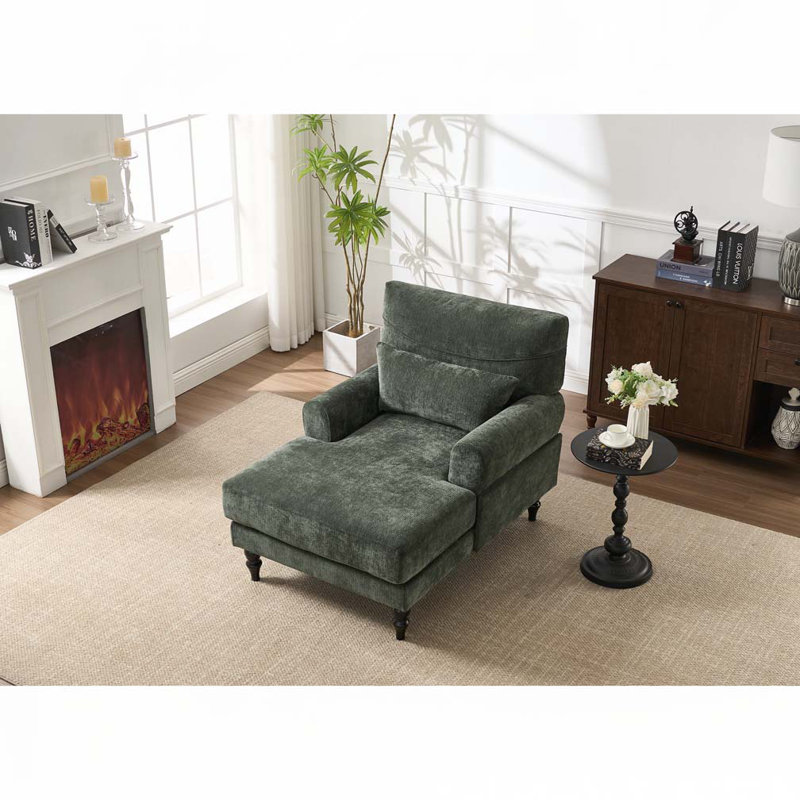 Chaise longue d'intérieur rembourrée, Vert