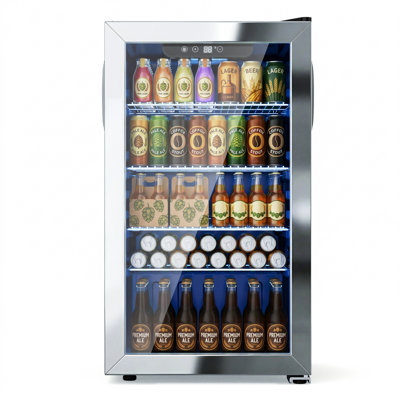 130-Can Freestanding Beverage Refrigerator with Glass Door and Digital Temperature Control