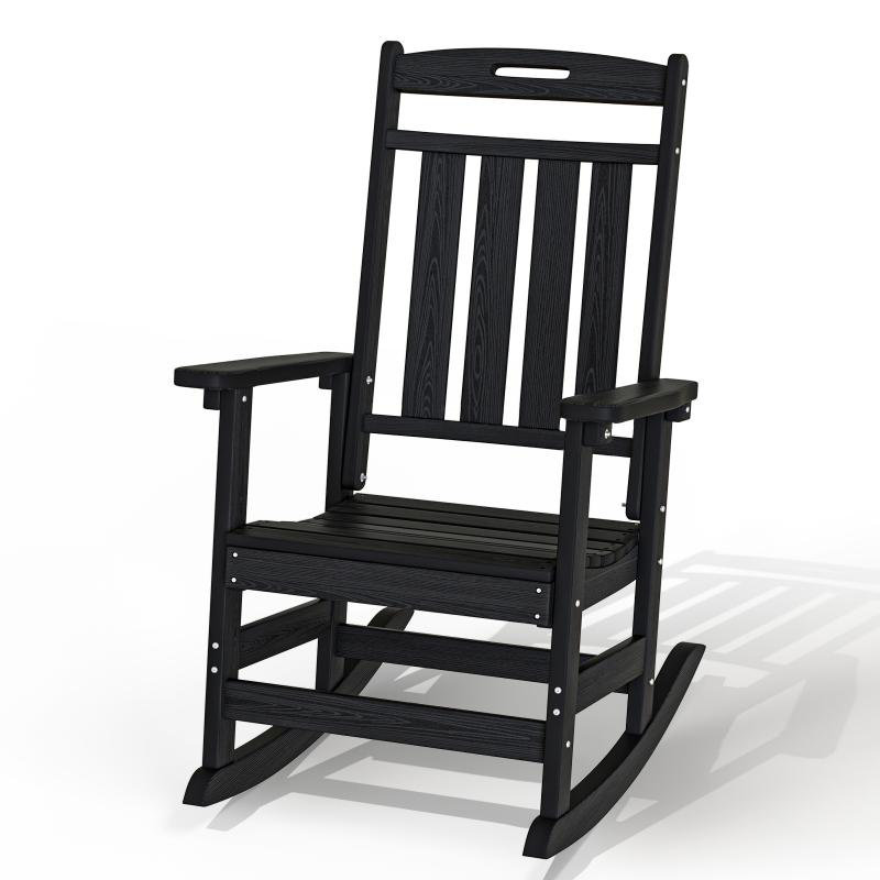 Chaise berçante HDPE, Noir