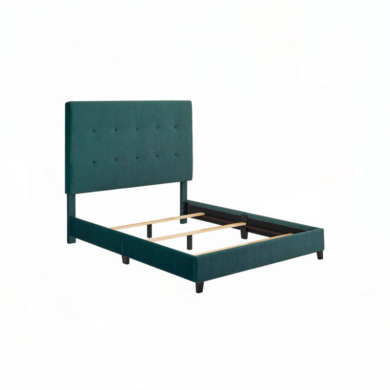 Lit plateforme tapissier touffeté, Grand lit, Vert