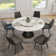 Ryding Modern Round Sintered Stone Dining Table with Rotating Tray