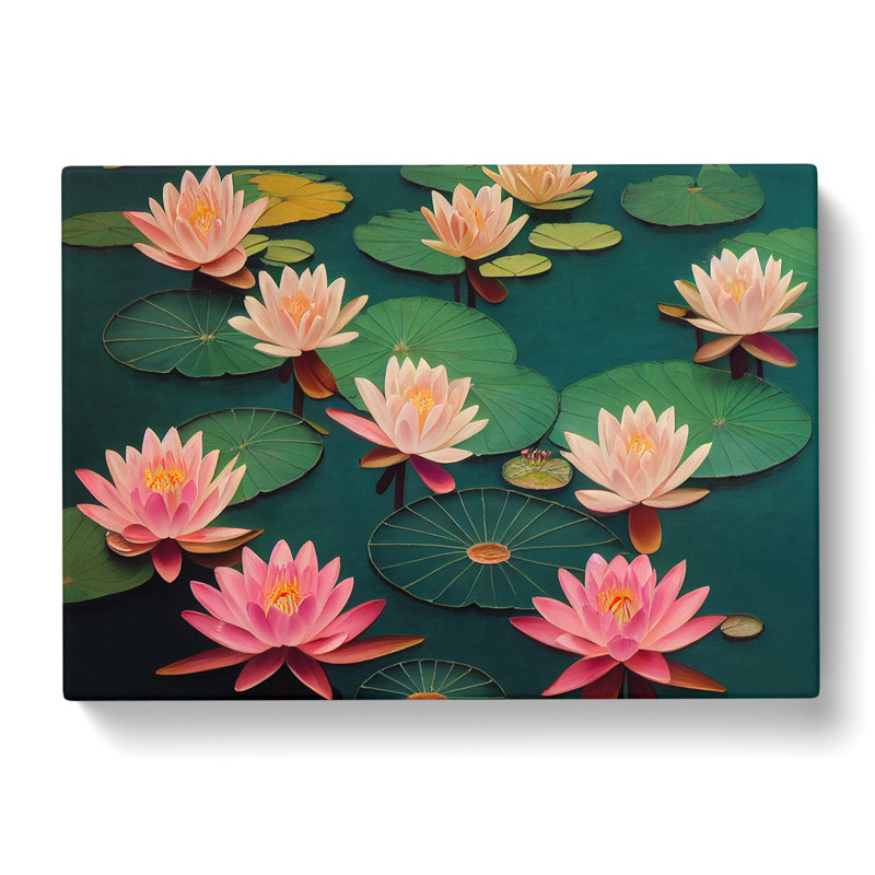 Inspirational Water Lily Pond - Wrapped Canvas, 40cm H x 60cm W x 3cm D