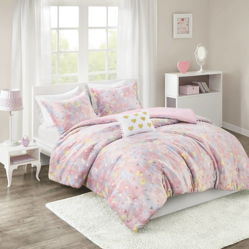 Édredon imprimé métallique pour lit simple / simple TG - rembourrage et coussin en microfibre inversé 12 x 16 po