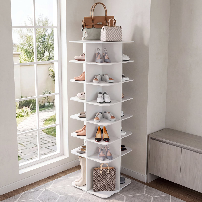 Mordern Rotating Shoe Rack Tower, Free Standing 360° Revolving Shoe Storage Rack, for entryway, living room, dressing room