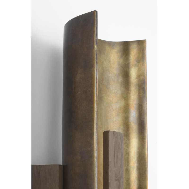 Anne-Marie Barton Remi 18" Sconce, Mottled Brass/Warm Walnut