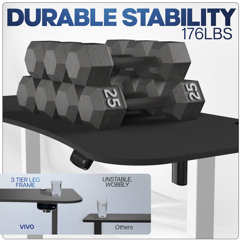 Adjustable Height 63'' Black and White Electric Standing Desk