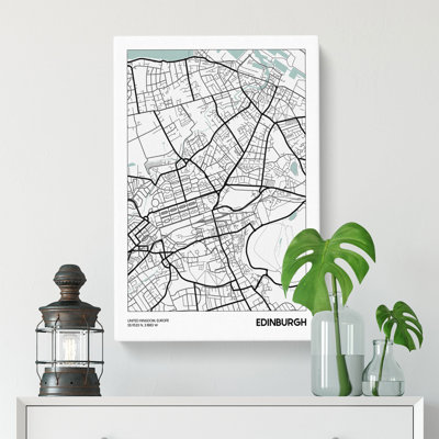 Map Edinburgh UK - Wrapped Canvas Print