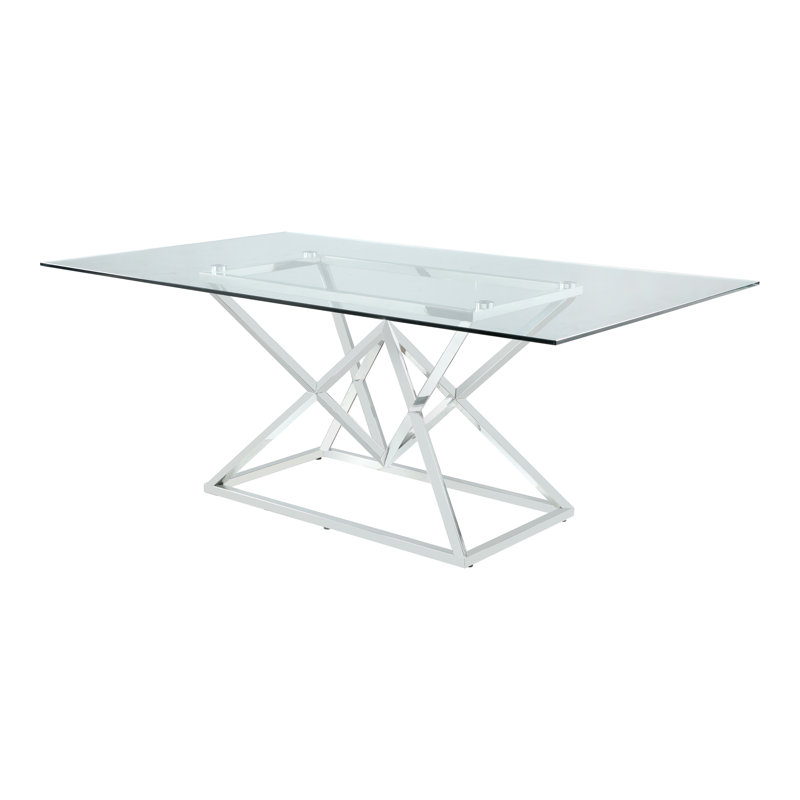 Glass Top Metal Base Dining Table