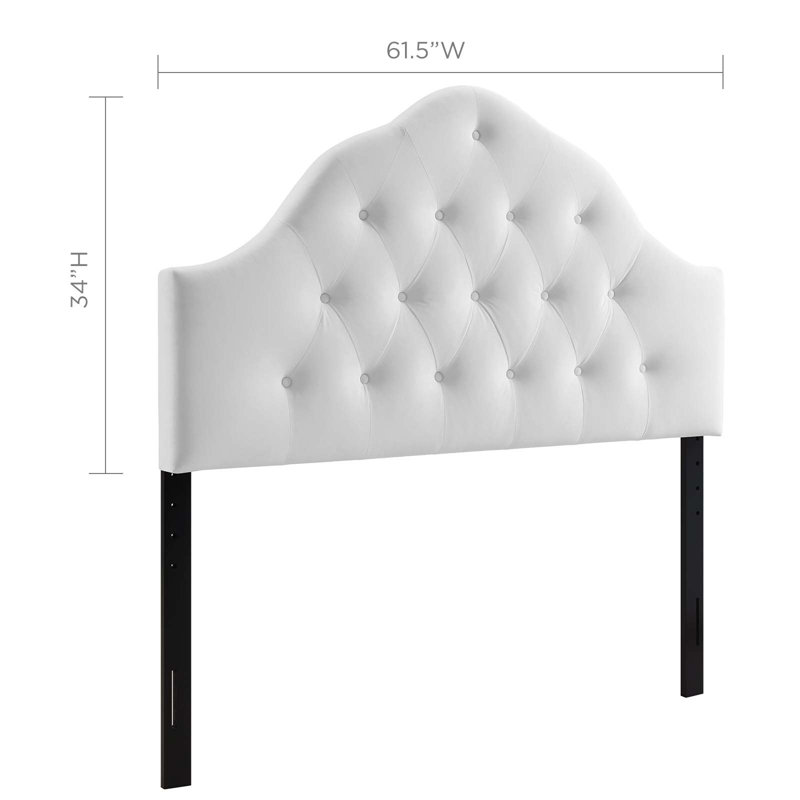 Sovereign Diamond Tufted Performance Velvet Headboard by Modway, White, Queen