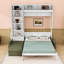 Grand lit escamotable avec canapé en L intégré et tablettes de rangement-315737722