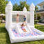 Château gonflable blanc de 13 pi avec toboggan et fosse à balles, château gonflable pour enfants avec ventilateur en tissu Oxford pour les fêtes d'anniversaire, la cour et les jeux d'intérieur