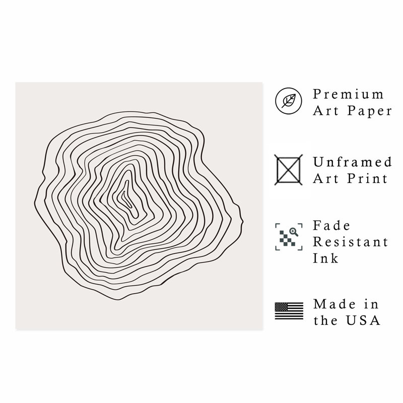 «Abstract Abstract Lines», reproduction d'art moderne sans cadre gris Mid-Century, H 16 po x l 16 po