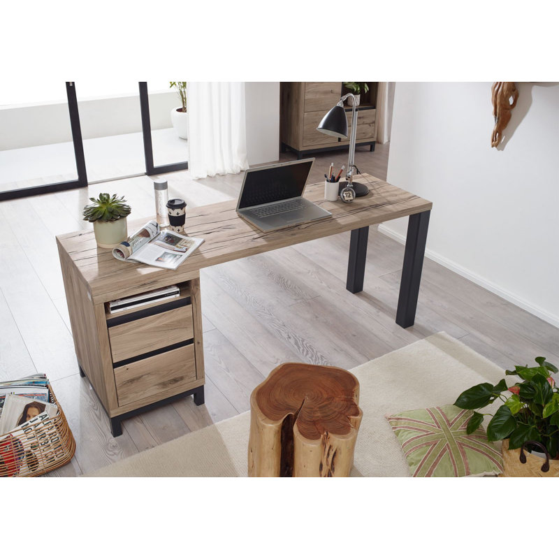 Villanders Solid Wood Writing Desk, Bianco, 76cm H x 180cm W x 55cm D
