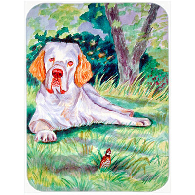 Planche à découper en verre trésors caroline Clumber Spaniel