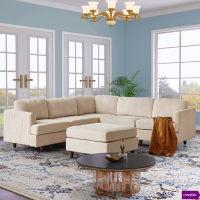 Wilroy 95.6"W Modern Modular Upholstered Corduroy Free Combination Sectional couch,6 Seaters Sleeper Sofa