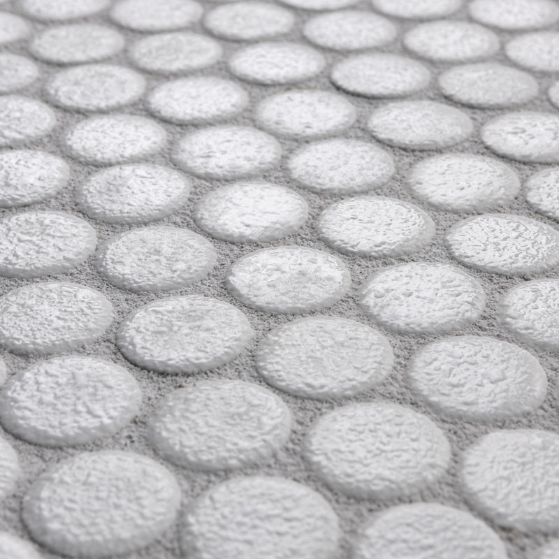 Hudson Penny Round 11-7/8 " x 12-5/8 " Porcelain Mosaic Floor & Wall Tile, White